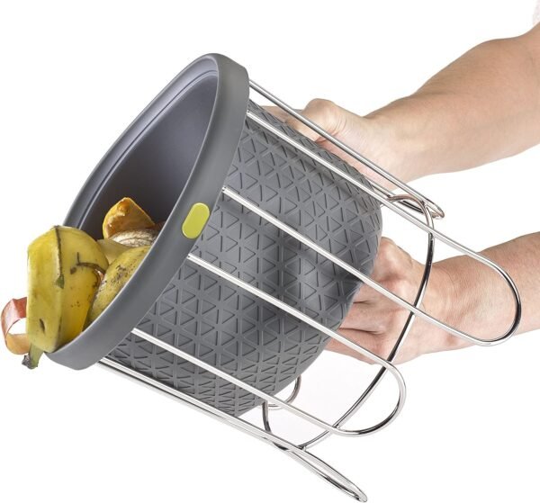 Polder Kitchen Composter-Flexible Silicone Bucket inverts for Emptying and Cleaning - no Need to Touch Contents- Adjustable lid for Ventilation & Airflow Control, Gray/Green - Image 3