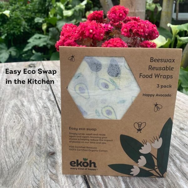 EKOH Honey Bee Wraps, Reusable Beeswax Food Wraps, Eco Friendly Beeswax Food Wrap, Sustainable Food Storage, Organic Cotton Food Wraps, Assorted 3 Pack (S, M, L), (Avocardo) - Image 7