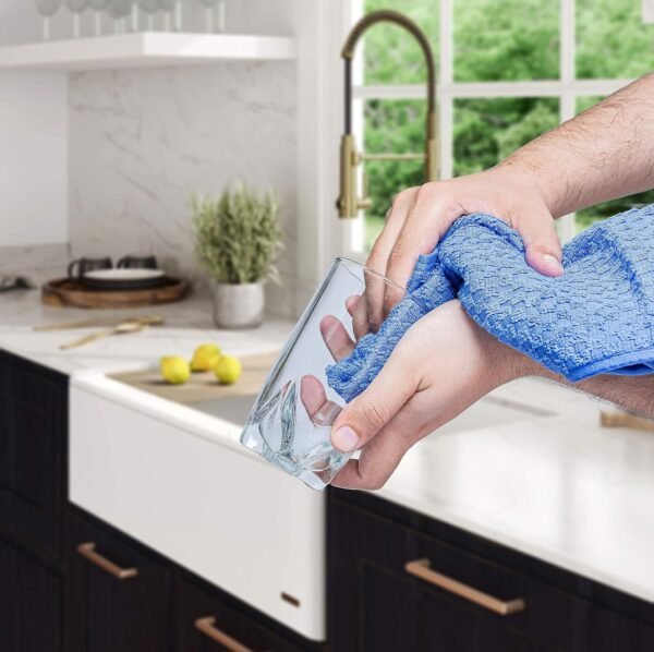 Towels Set (Value Pack of 12) Size 15x25 Inch, 100% Cotton Soft & Absorbent Dish Towels, Tea Towels, Multipurpose Terry Kitchen Towels for Household Cleaning (Blue) - Image 5