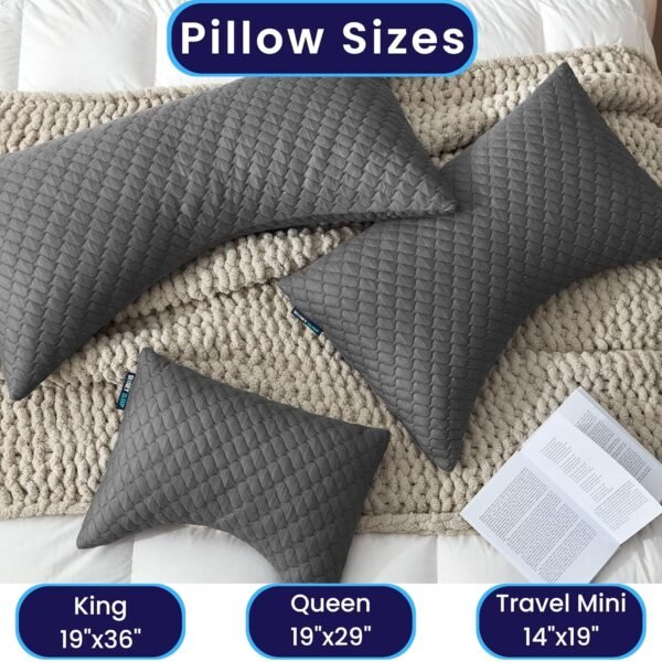 Sidney Sleep Bed Pillow for Side and Back Sleepers - Adjustable Filling - Memory Foam Pillow for Neck and Shoulder Pain - Customizable Loft - Queen Size - Additional Foam Bag Included (Grey) - Image 5