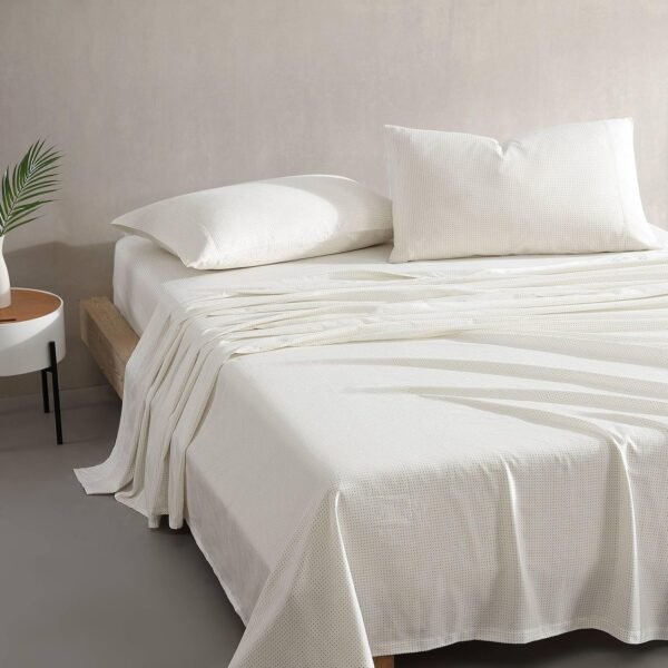 MARIMEKKO - King Sheets, Organic Cotton Bedding Set, Luxuriously Soft & Smooth Home Decor, GOTS Certified (Muru Beige, King) - Image 2