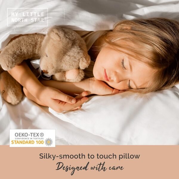 Toddler Pillow with Pillowcase - 13x18 Soft Organic Cotton Toddler Pillow for Sleeping - Washable Nap Pillow - Travel Pillow for Kids - Toddler Sleeping Pillow Toddler Bedding (White) - Image 4