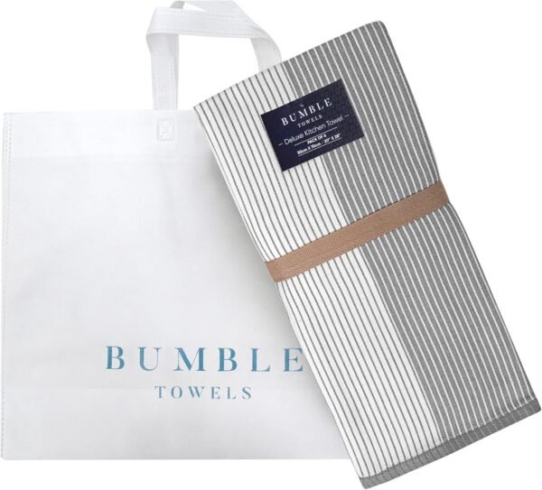 Premium Kitchen,Hand Towels (20”x 28”, 6 Pack) Large Cotton, Dish, Flat & Terry Towel Highly Absorbent Tea Towels Set with Hanging Loop Gray - Image 5