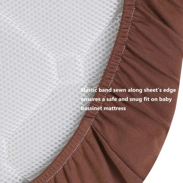 Organic Bassinet Sheets 2 Pack 100% Cotton Jersey Fitted Sheets for Baby Boys and Girls, Compatiable with Mika Mikcy & Baby Delight & Bedside Sleeper, Pale Yellow and Brown - Image 4