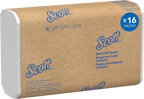 Scott® Multifold Narrow Width Paper Towels, Bulk (37490), with Absorbency Pockets, 8.0" x 9.4" sheets, White, Compact Case for Easy Storage (250 Sheets/Pack, 16 Packs/Case, 4,000 Sheets/Case)