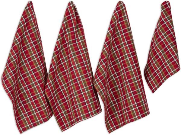 DII Heavy Duty Kitchen Towels Collection Long Lasting Quality, Cotton Dish Towel, 18x28"; Dish Cloth, 13x13", Tartan Plaid, 6 Piece - Image 3