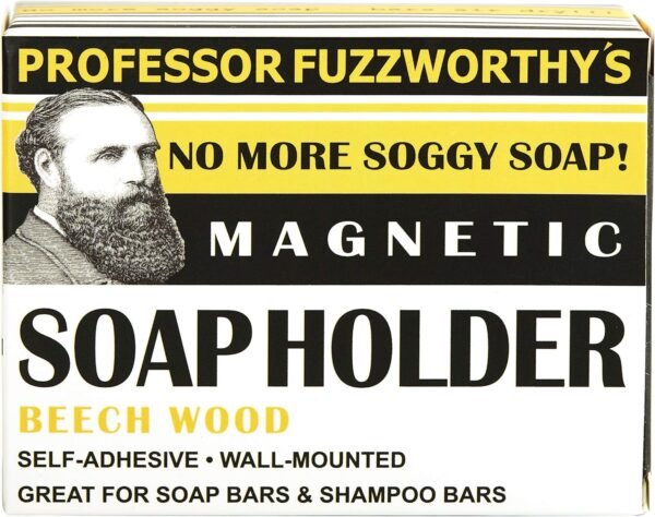 Professor Fuzzworthy Wood Air Dry Magnetic Soap Holder in-Shower Storage for Soaps & Beard Shampoo Bars - No More Soggy Soaps - Wooden Soap Dish Dispenser Bath Kitchen & Shower - Image 2