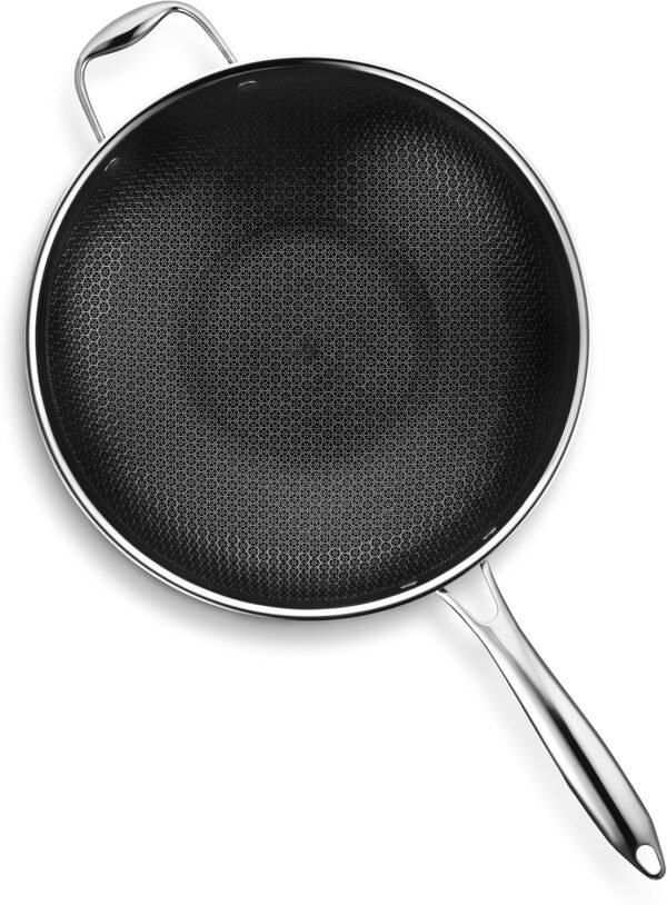 HexClad Hybrid Nonstick 12-Inch Wok, Stay-Cool Handle, Dishwasher and Oven Safe, Compatible with All Cooktops, Induction Ready - Image 2