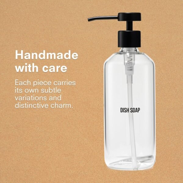 Public Goods Glass Dish Soap Dispenser Pump for Kitchen Sink | Liquid Dish Soap Refill Bottle | Made with Clear Borosilicate Glass and Black Stainless Steel | 16 Oz Dispenser - Image 4
