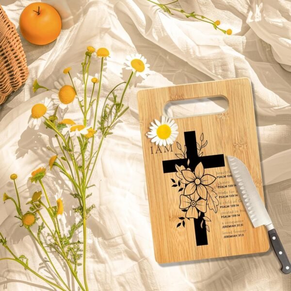 Inspirational Bible Verse Cutting Board, Christian Gifts for Women Faith Men Bamboo Cutting Board, I Am Beautiful Chosen Religious Decorative Cutting Board Kitchen Decor, Christian Gifts - Image 5