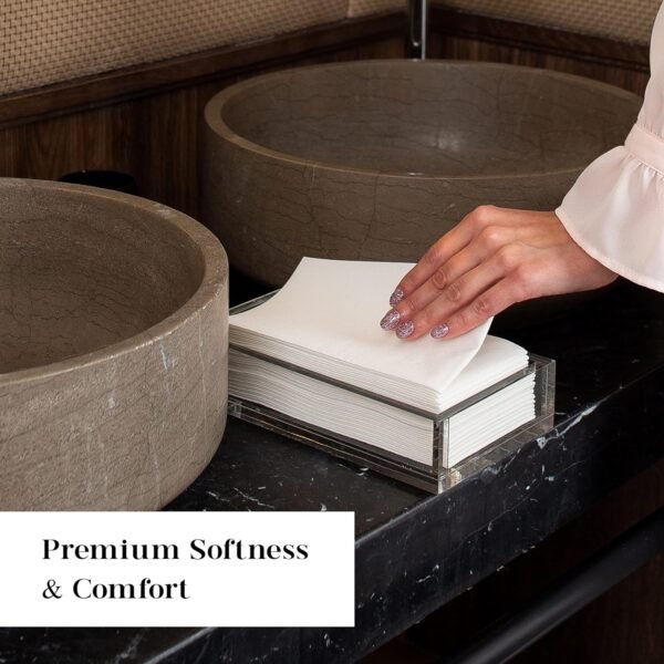 AH AMERICAN HOMESTEAD - Disposable Hand Towels for Bathroom - White Linen Like Guest Napkins - Bathroom Paper Towels for Guests - Ideal for Paper Dinner Napkins (100 Count- Basic Size - 15.5" x 8") - Image 2