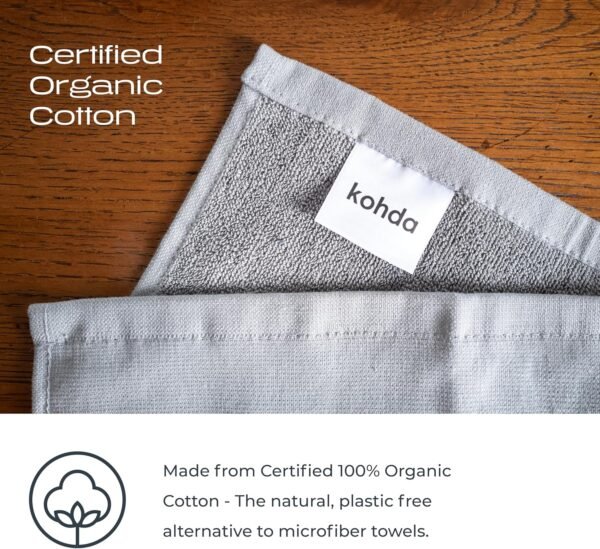 Premium Silver Infused Kitchen Towels - 100% Organic Cotton Dish Towels - Odor Controlled Tea Towels (Pack of 4) Absorbent Kitchen Hand Towels Gray - Image 3