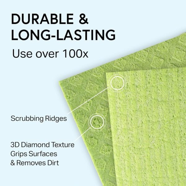 Swedish Dishcloth Cellulose Sponge Cloths – Bulk 10 Pack of Eco-Friendly No Odor Reusable Cleaning Cloths for Kitchen – Absorbent Dish Cloth Hand Towel (10 Dishcloths – Assorted) - Image 6