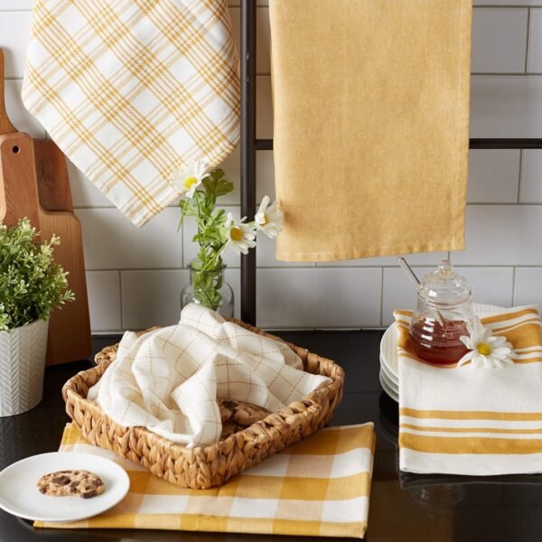 DII Everyday Basic Kitchen Collection Large Woven Cotton Dishtowel/Tea Towel Set, 18x28, Honey Gold, 5 Count - Image 5