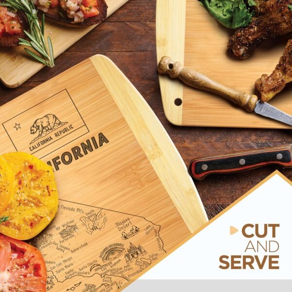California State Gift Cutting Board, 11" x 8.5" - Decoration & Small Charcuterie Serving Board for Snacks - Perfect Home & Kitchen Gift Featuring California State Map - Bamboo Wood Serving Board - Image 7