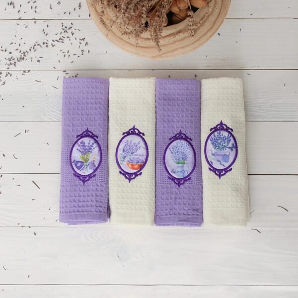 Lavien Home, Decorative Lavender Tea Towels Housewarming Gift, Turkish Cotton Waffle Weave (Set of 4), Dishcloths Multi-Purpose Ultra Soft Absorbent 16 x 24 inches - Image 2