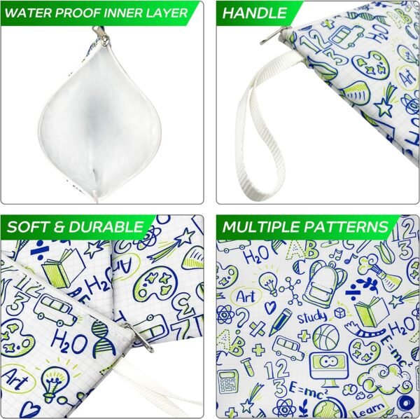 Nordic By Nature Reusable Sandwich Bag Snack Bags - Value Pack of 5 Dual Layer Lunch Baggies - Dishwasher Safe - Eco Friendly Cloth Wraps - Easy Open Zipper (Back to School) - Image 4