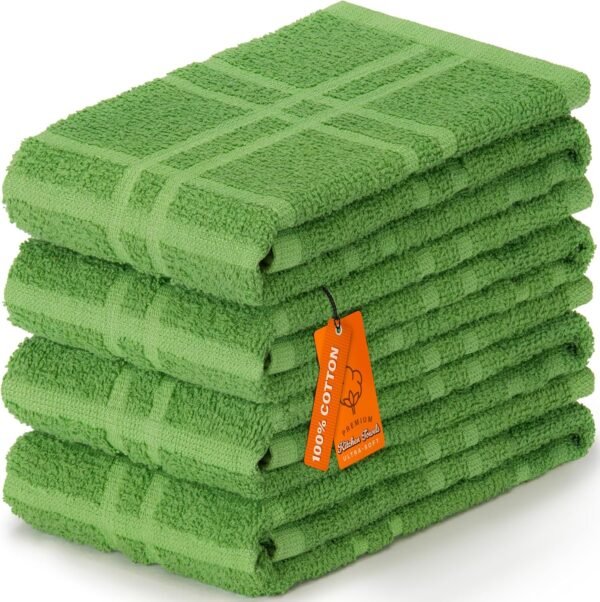 DecorRack Large Kitchen Towels, 15" x 25" Absorbent Dishcloths, 100% Cotton Hand Towels, Plaid Pattern Cleaning Rags, Assorted Set (Pack of 4) - Image 7