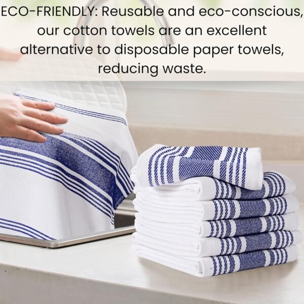 Blue Kitchen Towels Set - Pack of 6 Cotton Dish Towels for Drying Dishes 16x26 inch - Kitchen Hand Towels, Absorbent Tea Towels, Dish Towels for Kitchen, Quick Drying Kitchen Towel Set - Image 7