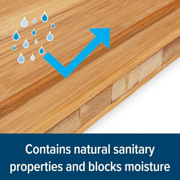 Camco 43545, Bamboo Cutting Board with Counter Edge | Perfect for Vegetables, Fruits, Meats, and Cheeses | Measures 18-inches x 14-inches x 1-3/4-inches, Brown - Image 6