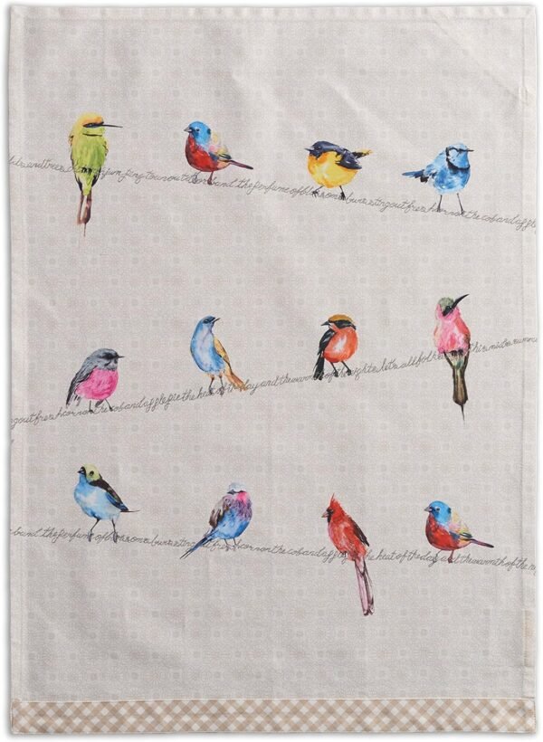 Maison d' Hermine Birdies On Wire 100% Cotton Set of 2 Multi-Purpose Kitchen Soft Absorbent Dish Towels | Tea , Bar Towels (20 Inch by 27.50 Inch)