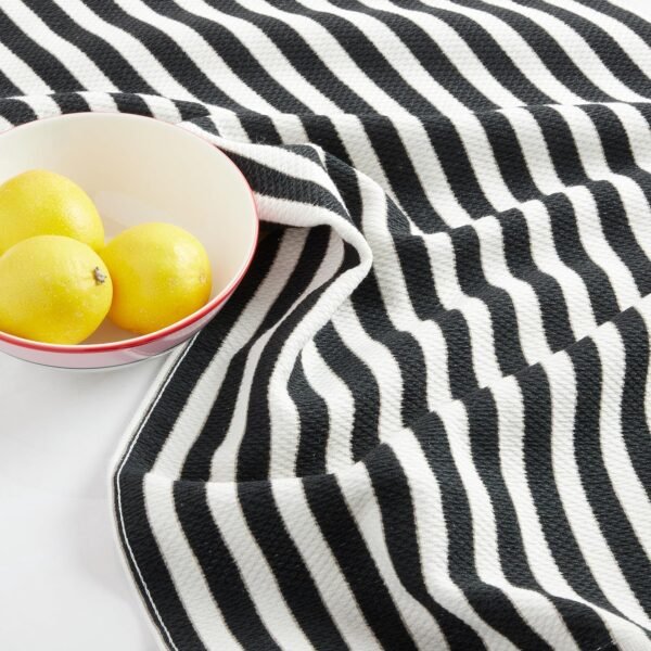 Kate Spade New York Botanical Stripe Kitchen Towels 4-Pack Set, Absorbent 100% Cotton, Black/Beige, 17"x28" - Image 7