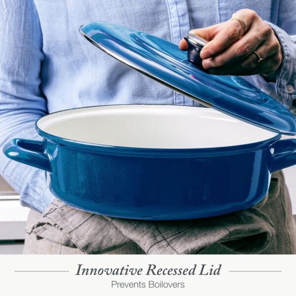 Merten & Storck German Enameled Iron, Round 4QT Casserole Braiser with Lid, Azure Blue - Image 4