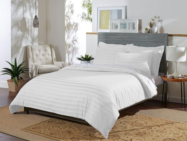 Pure Bamboo King Duvet Cover, 3 Piece Set, Genuine 100% Organic Viscose Derived from Bamboo, Luxuriously Soft and Cooling, 2 Pillowcases (King, Jacquard White)