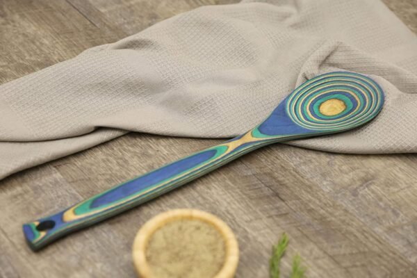 Peacock Pakkawood Baking Set – 3 Piece Kitchen Bakeware Set with Spoon, Spatula, & Double-sided 1 TBS & 1 tsp Measuring Spoon, Eco-friendly Utensils for Housewarming - Image 4