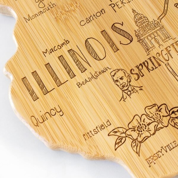 Totally Bamboo Destination Illinois State Shaped Serving and Cutting Board, Includes Hang Tie for Wall Display - Image 5
