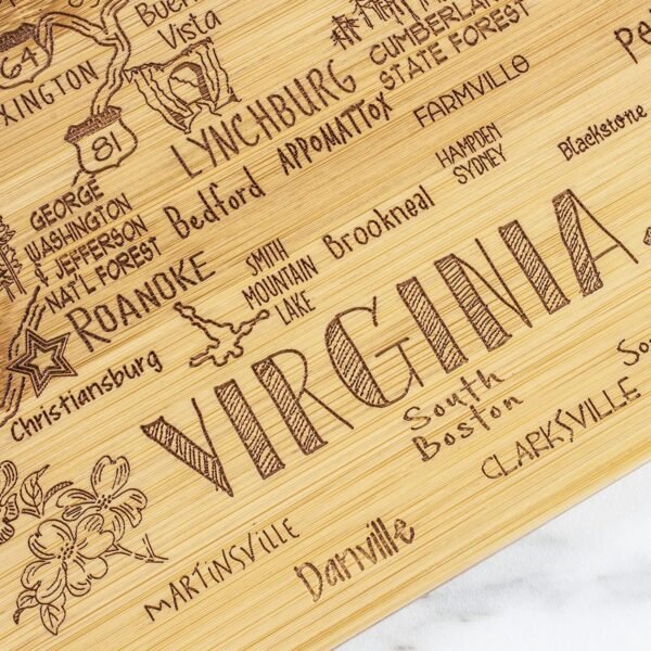 Totally Bamboo Destination Virginia State Shaped Serving and Cutting Board, Includes Hang Tie for Wall Display - Image 5