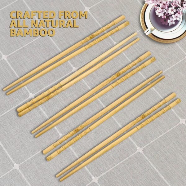 Premium Quality Bamboo Chopsticks Set, Eco-friendly & Reusable Sushi Utensils, Lightweight Natural Bamboo for Asian Dining ,Ideal Gift for Food Lovers and Perfect Asian Cuisine Utensils (Natural) - Image 4