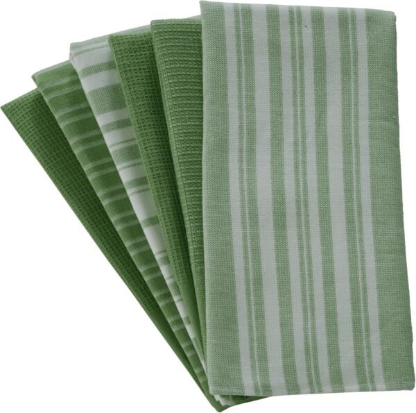 Lux Decor 6-Pcs Kitchen Towels Set 16x26 - Ultra-Absorbent, Soft, and Durable 100% Cotton Terry-Cloth Dish Towels - Perfect for Cleaning, Drying (Green) - Image 2