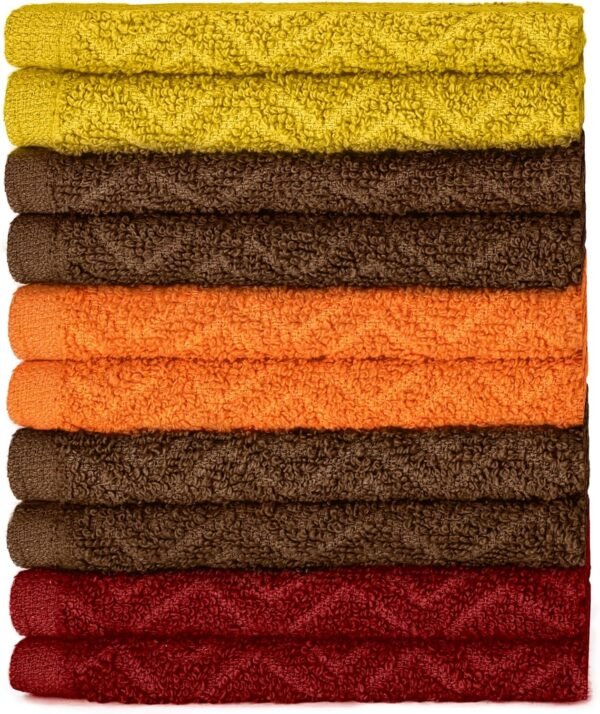 DecorRack 10 Pack 100% Cotton Dish Cloth, Luxurious Soft, 12 x 12 inch Ultra Absorbent, Machine Washable Premium Quality Kitchen Towels, Rustic Colors (10 Pack) - Image 4