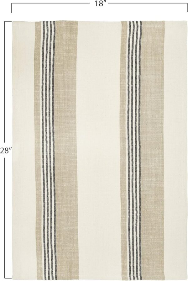 Creative Co-Op Tan & Grey Striped Cotton Tea Towels (Set of 3 Pieces) - Image 4