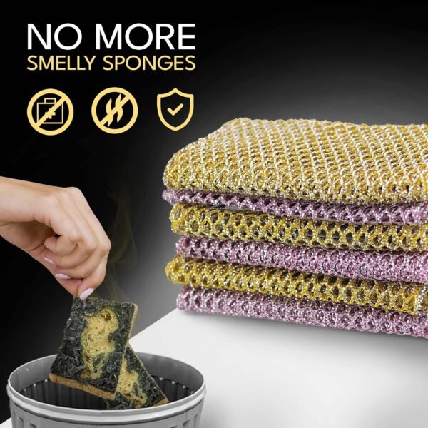 The Crown Choice Heavy Duty Non-Scratch Dish Scrubbers for Cleaning Dishes & Pots (6Pcs) - Replace Kitchen Sponges for Dishwashing with Our Scouring Pads - Try Our Alternative Dish Washing Scrub - Image 9