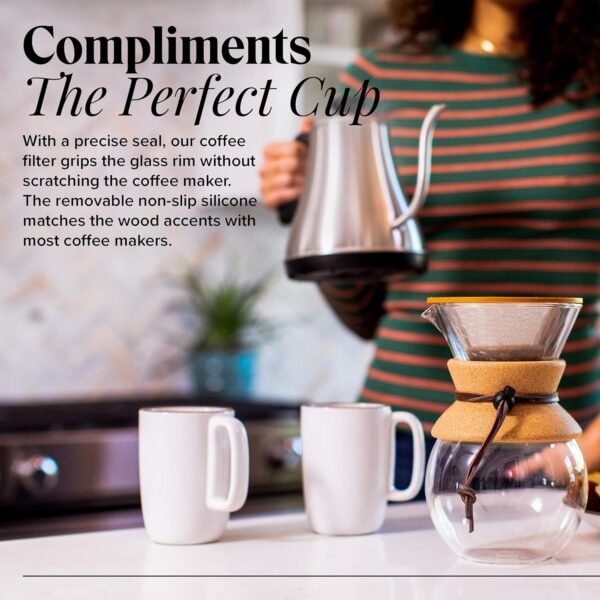 Willow & Everett Pour Over Coffee Dripper - Reusable Filter & Strainer for Medium Coarse Ground Coffee - Paperless Coffee Maker for Carafe - Image 6