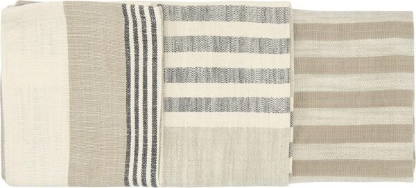 Creative Co-Op Tan & Grey Striped Cotton Tea Towels (Set of 3 Pieces)