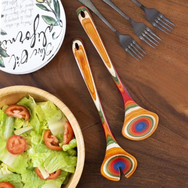 Baltique Marrakesh Collection Wooden Salad Serving Utensils Set, 11-3/4" Long - Image 4