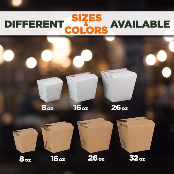 Fit Meal Prep 50 Pack 32 oz Chinese Take Out Boxes - 4.5x4” Plain Kraft Paperboard Food Containers, Leak and Grease Resistant Quart Size Asian Rectangle To Go Boxes, Candy Buffet Box and Party Favors - Image 7
