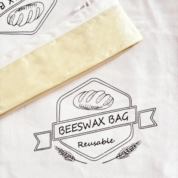 Beeswax Bread Bags for Sourdough - Reusable Bread Bags for Homemade Bread (2 Pack) - XL Cotton Beeswax Bag - Image 3