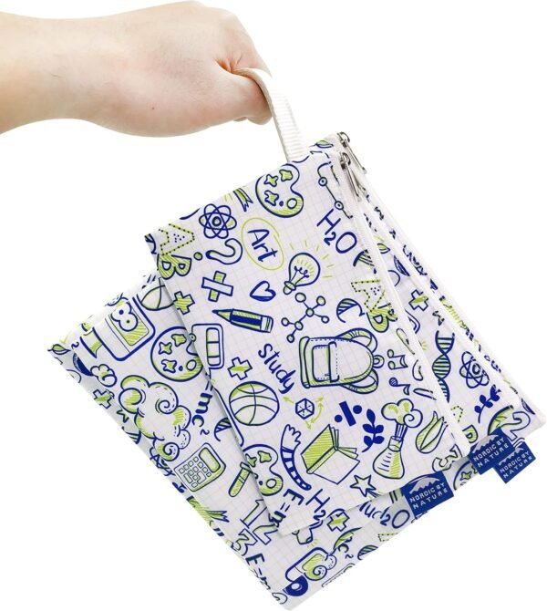 Nordic By Nature Reusable Sandwich Bag Snack Bags - Value Pack of 5 Dual Layer Lunch Baggies - Dishwasher Safe - Eco Friendly Cloth Wraps - Easy Open Zipper (Back to School) - Image 5