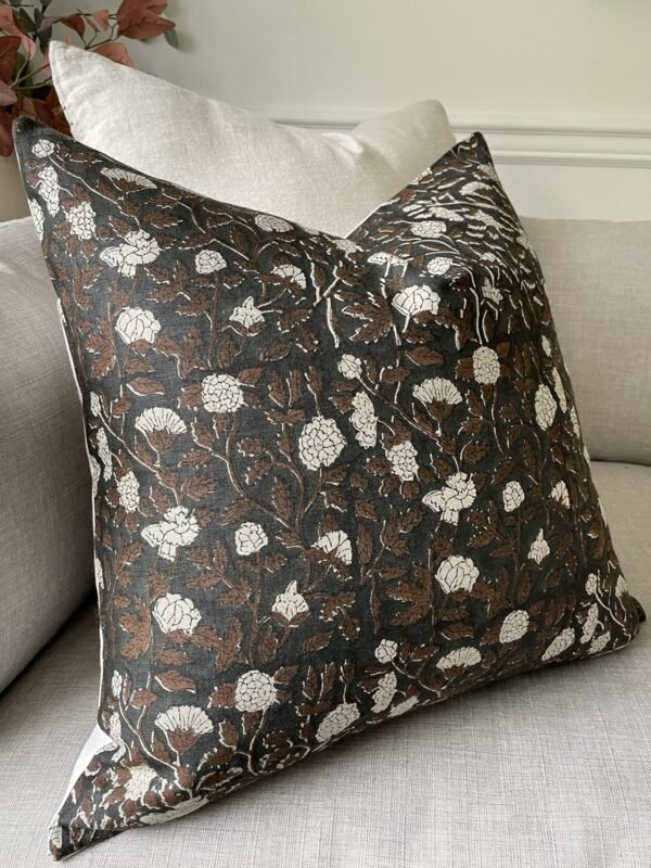 Canyon Theory Hand Block Print Pure Linen 20x20 Inch Throw Pillow Cover: Handmade Vintage Cushion Cover (Emmet) - Image 2