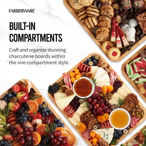 Farberware Build-A-Board Bamboo Cutting Board with Clear Locking Lid and Black Handles, Perfect for Charcuterie, Snacks, and More - Make it. Take it. Enjoy it, 11x14 Inch, Single Compartment - Image 3
