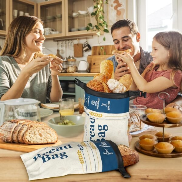 Reusable Bread Bags 2 Pack - Perfect For Storage of Homemade Sourdough Loaf Bread - Extra Large Food-Grade Bags - Special Double-Lock for Longer Freshness - Freezer-Safe Bags for Bread Lovers - Image 6