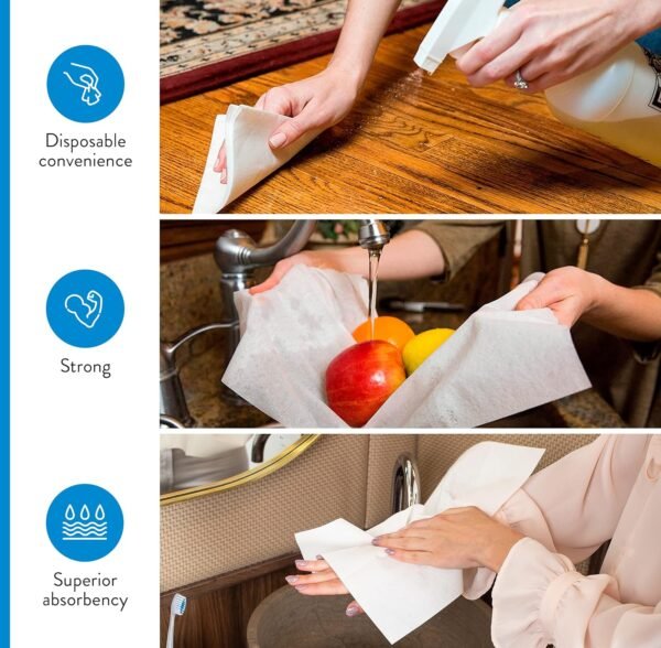 AH AMERICAN HOMESTEAD - Disposable Hand Towels for Bathroom - White Linen Like Guest Napkins - Bathroom Paper Towels for Guests - Ideal for Paper Dinner Napkins (100 Count- Basic Size - 15.5" x 8") - Image 3