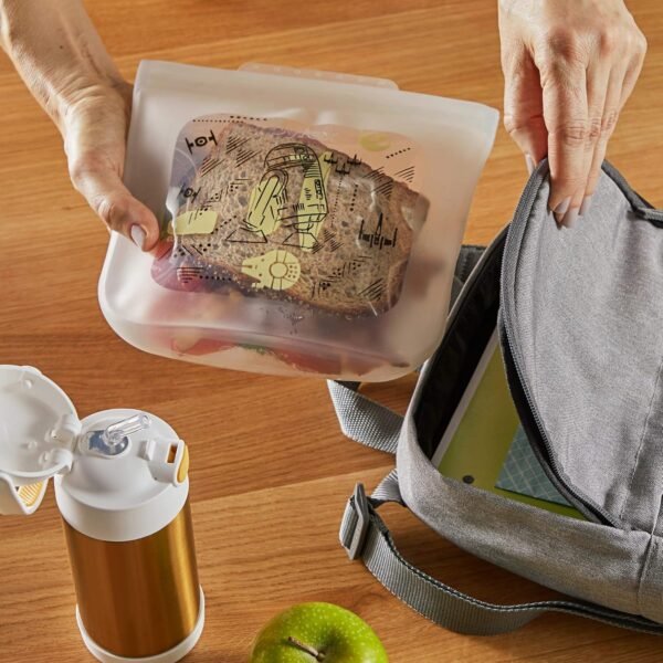 Pyrex Platinum Silicone 4-Pc Storage Set, 2 Reusable Sandwich Bags, 2 Reusable Half-Gallon Freezer Bags, Non-Toxic, BPA-Free, Airtight & Leak-Proof, Microwave, Freezer Safe, Star Wars - Image 8