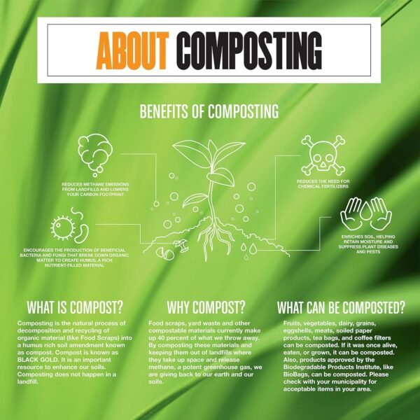 BioBag (USA) The Original Compostable Bag, 8 Gallon, 500 Count, 100% Certified Compostable Trash Bag Liners for Food Waste, Extra Strong and Durable - Image 6