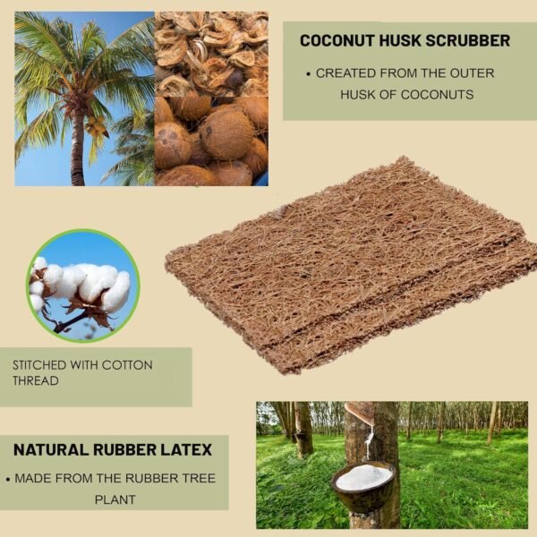 Coconut Husk Scrubber(3) Coconut Scouring Pads|Natural Dish Scrubber|Coconut Dish Scrubber|Eco Friendly Dish Scrubber|Coconut Scrubber|Coconut Husk Sponge|Coconut Husk Scouring Pad|Non-Scratch - Image 4