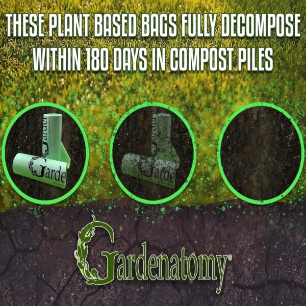 Compostable Trash Bags for Kitchen Compost Bin - Fits 1, 1.2, 1.3, 1.5 Gallon Biodegradable Compost Bags for Kitchen Pail liners- Package of 2-50 bags per Roll fits Gardenatomy, Goldsol and Other Bins - Image 6